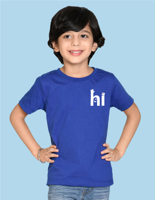 Nusyl Hi Printed Royal blue Biowashed Cotton Half  T-shirt