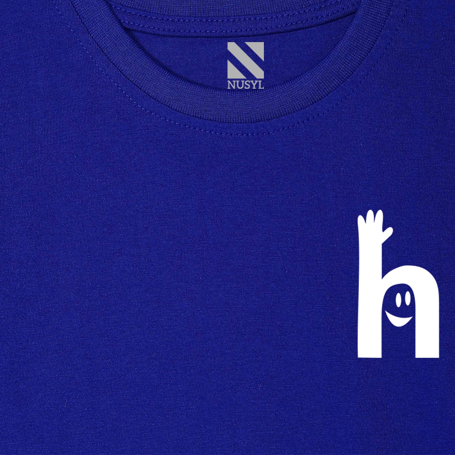 Nusyl Hi Printed Royal blue Biowashed Cotton Half  T-shirt