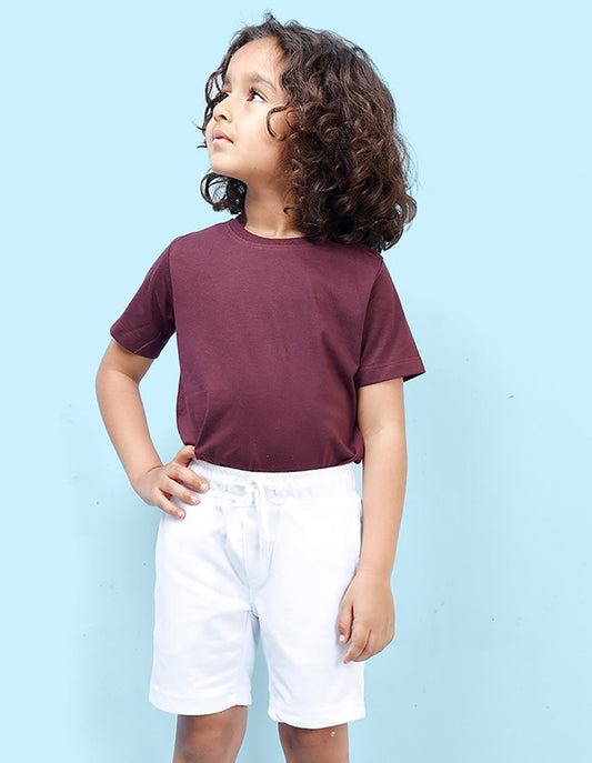 Nusyl White Solid Boys Shorts