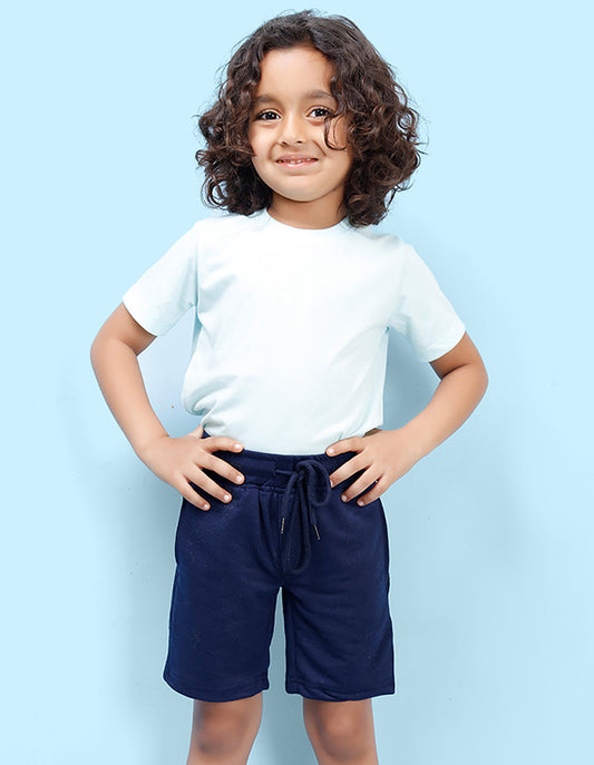 Nusyl Navy Blue Solid Boys Shorts