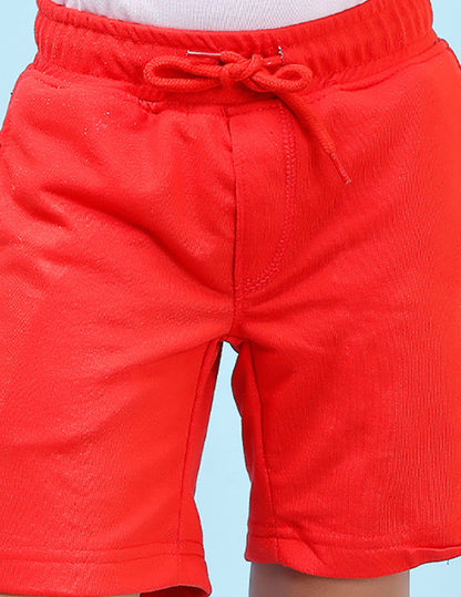 Nusyl Playful Printed Red Boys Shorts