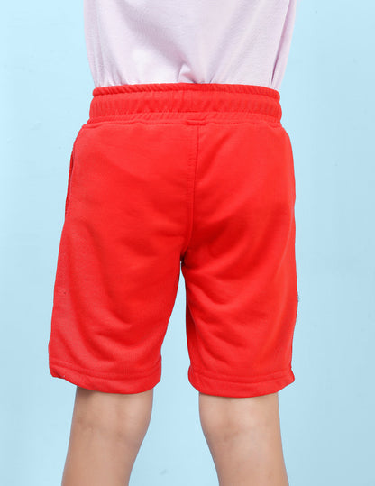 Nusyl Lines Printed Red Boys Shorts