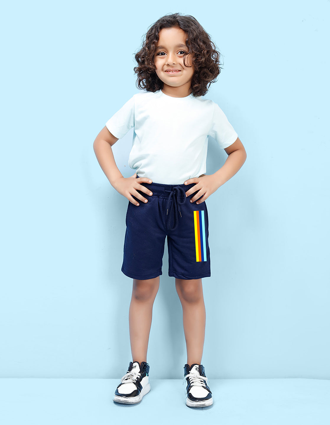 Nusyl colourful lines  Printed Navy Blue Boys Shorts