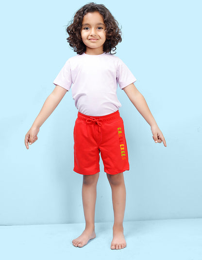 Nusyl Chall enges Printed Red Boys Shorts