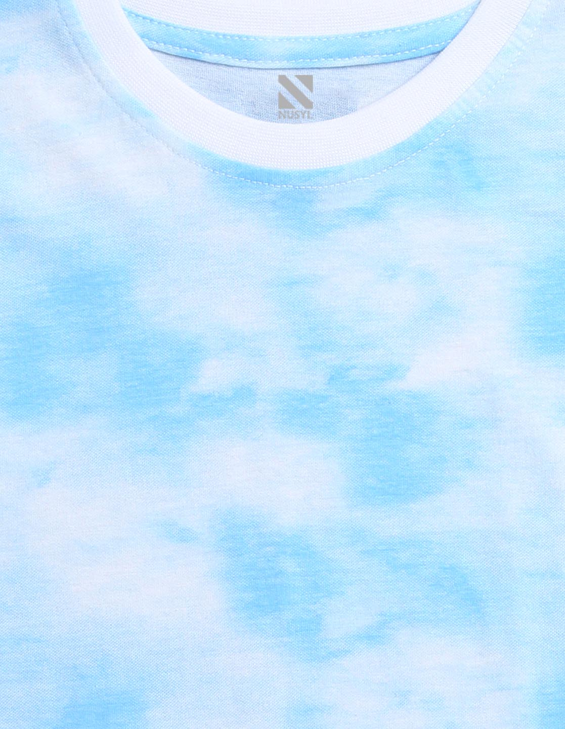 Nusyl solid cloudy blue boys tie & dye cotton rich T-shirt