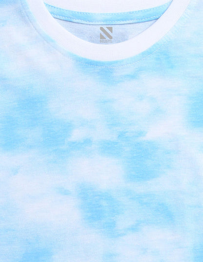 Nusyl solid cloudy blue boys tie & dye cotton rich T-shirt