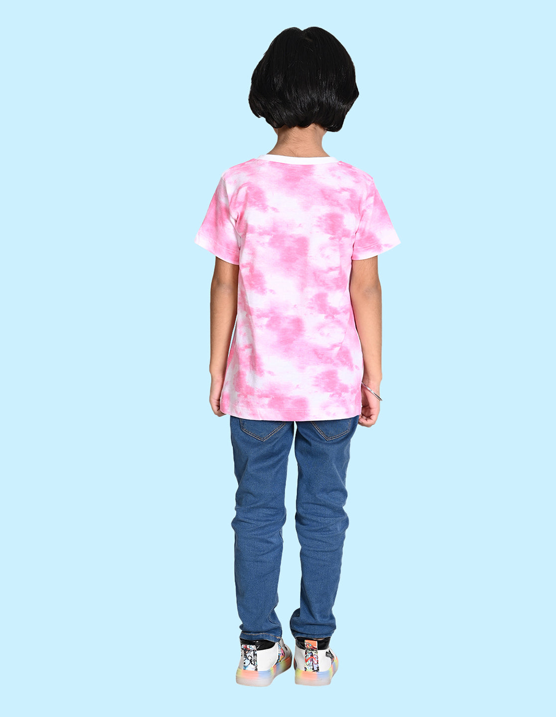 Nusyl solid pink boys tie & dye cotton rich T-shirt