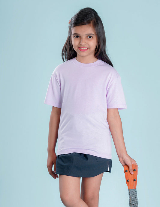 Nusyl Girls Solid Lilac Oversized T-shirt