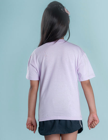 Nusyl Girls Solid Lilac Oversized T-shirt