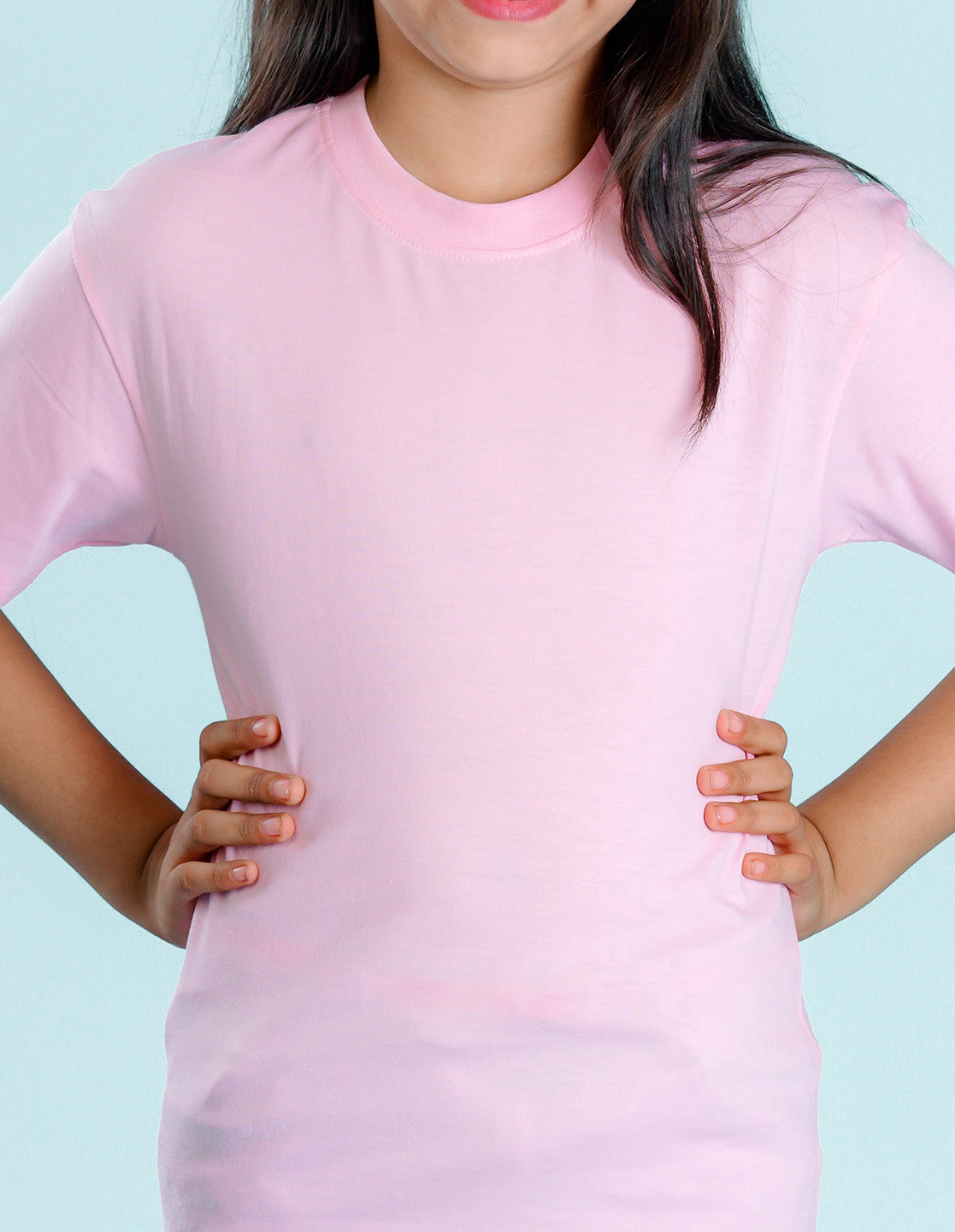 Nusyl Girls Solid Light Pink Oversized T-shirt