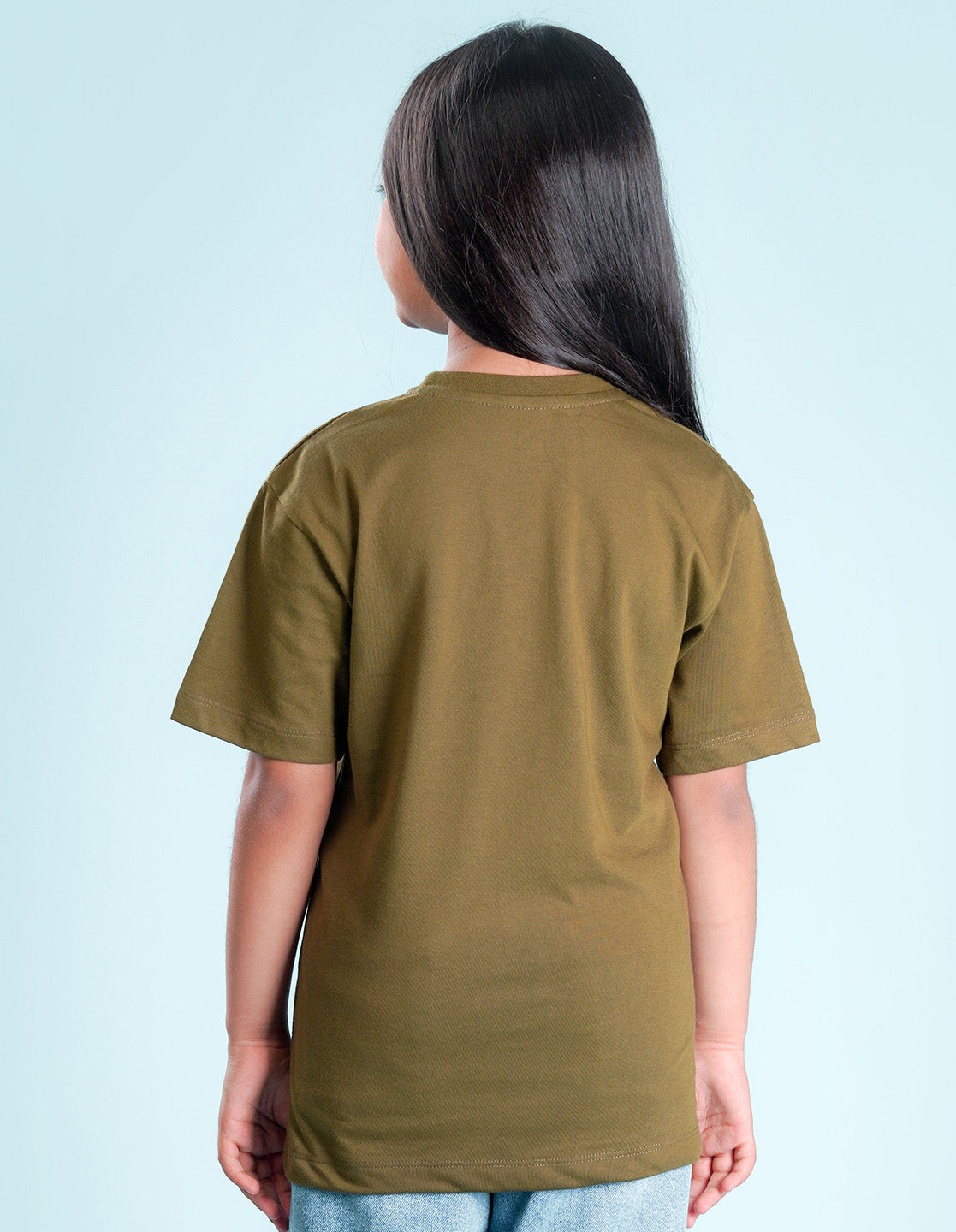 Nusyl Girls Solid Olive Oversized T-shirt