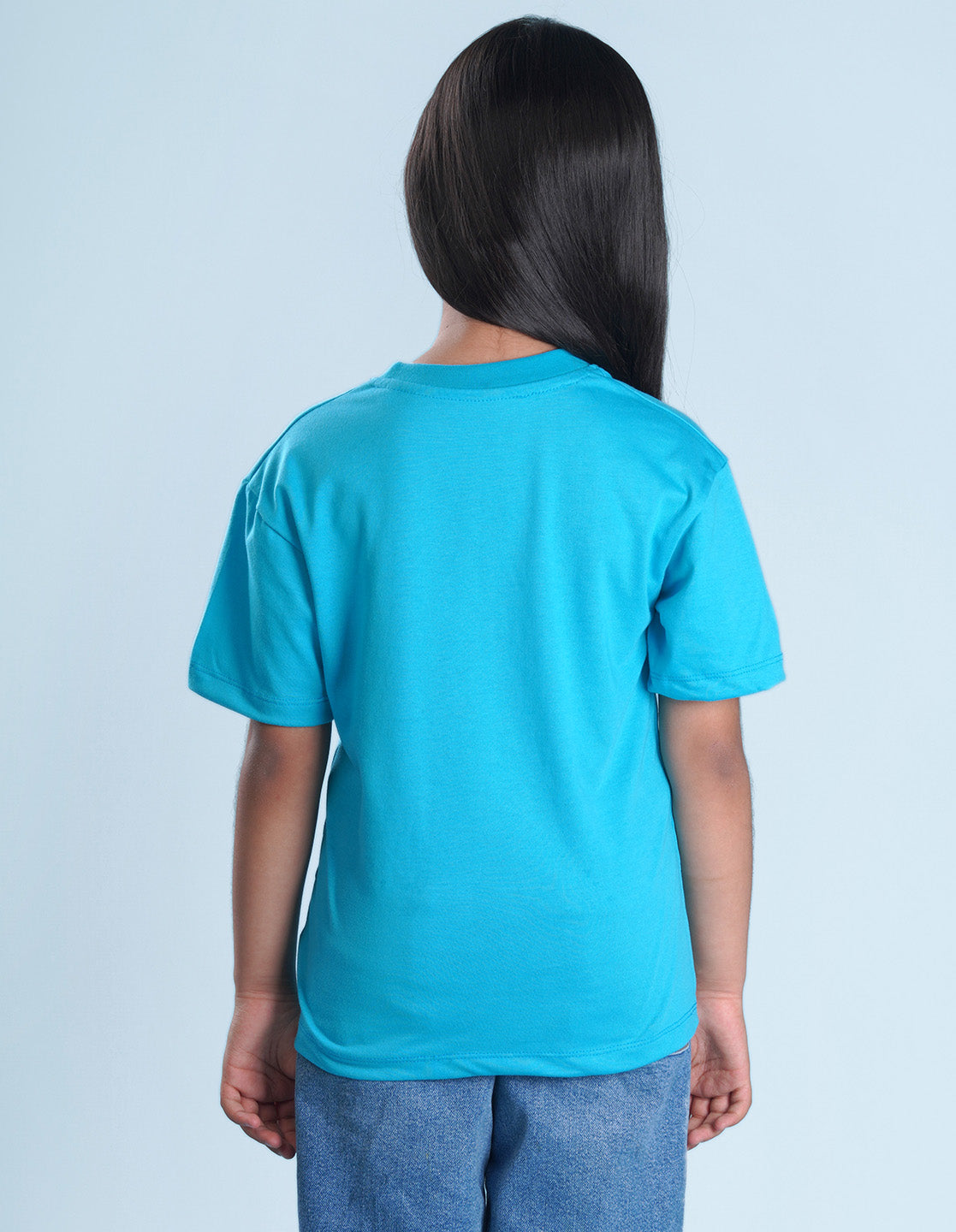 Nusyl Girls Solid Sky Blue Oversized T-shirt