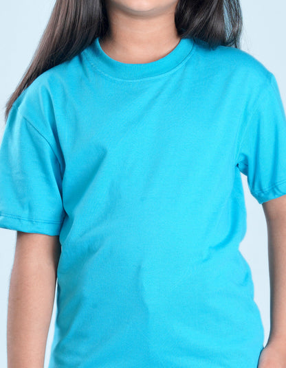 Nusyl Girls Solid Sky Blue Oversized T-shirt