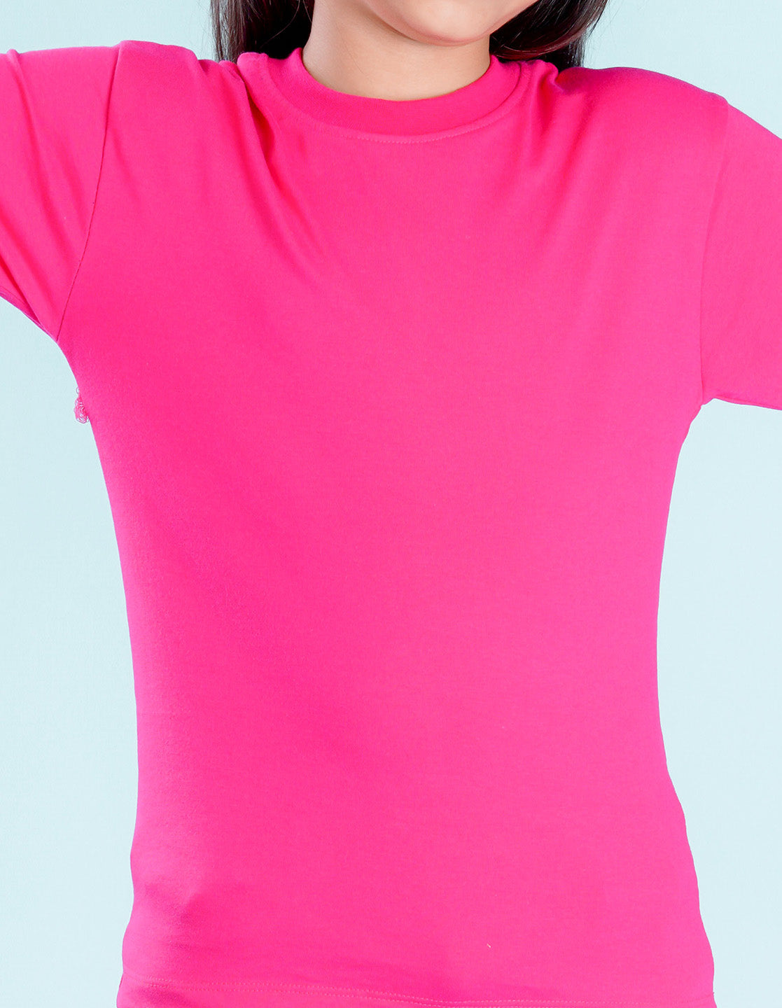 Nusyl Girls Solid Hot Pink Oversized T-shirt