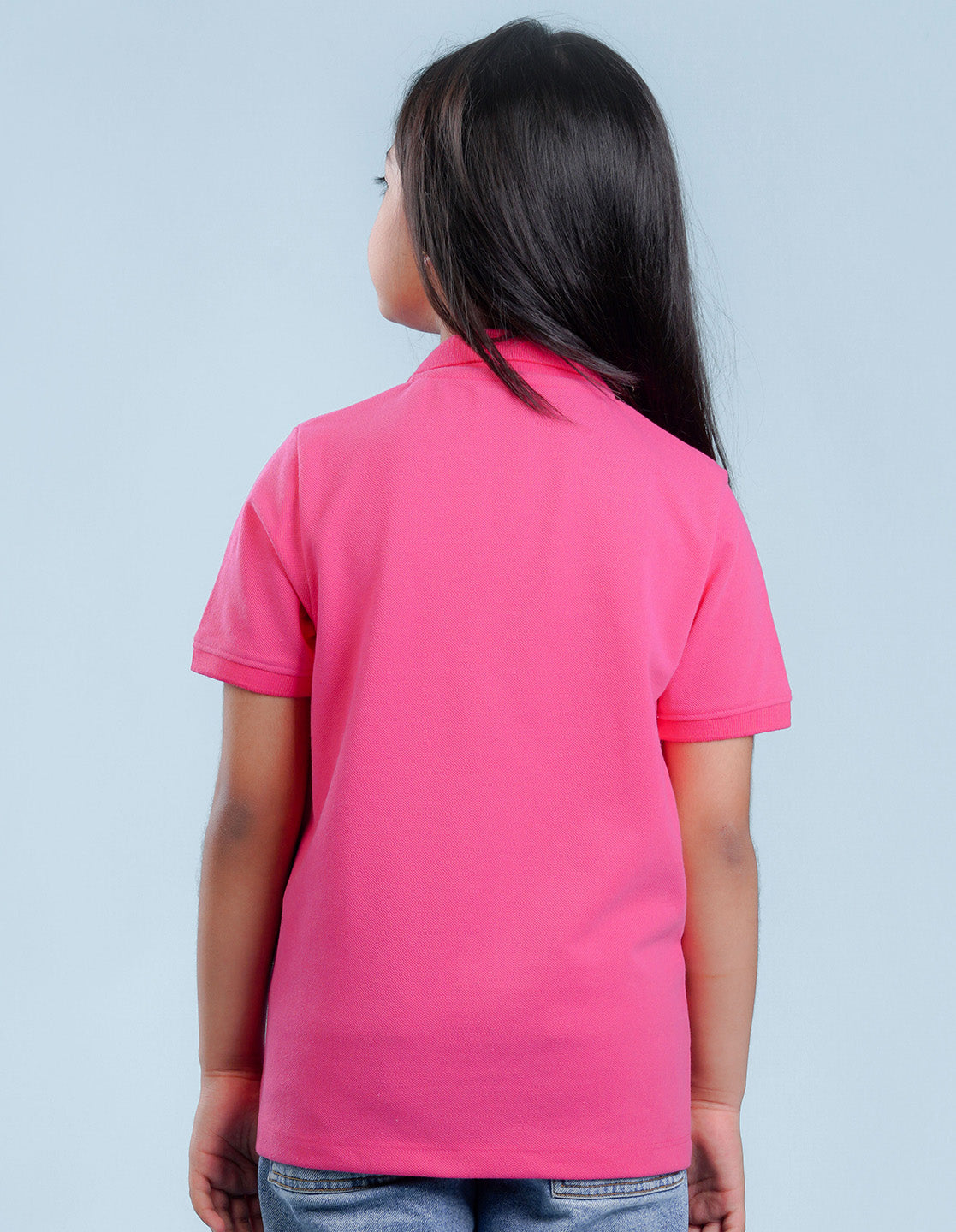Nusyl Solid Bubblegum pink Girls polo t-shirt