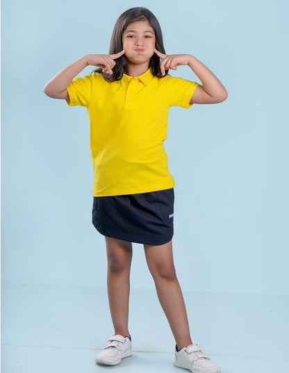 Nusyl Solid Bright yellow Girls polo t-shirt
