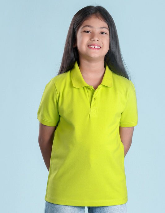 Nusyl Solid Lime green Girls polo t-shirt