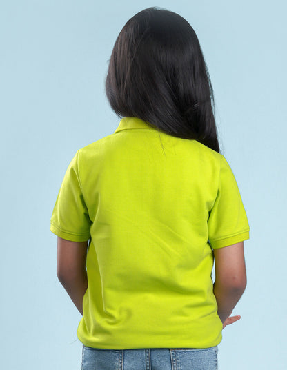 Nusyl Solid Lime green Girls polo t-shirt