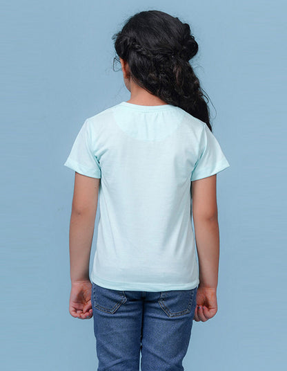 Nusyl Girls Solid Powder Blue t-shirts