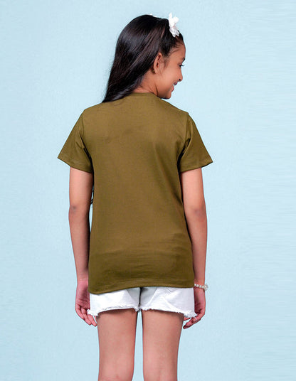 Nusyl Girls Solid Olive t-shirts