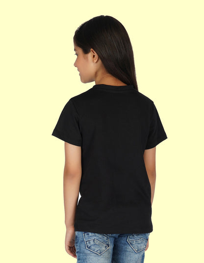 Nusyl Girls Half Sleeves Black Love printed T-shirt