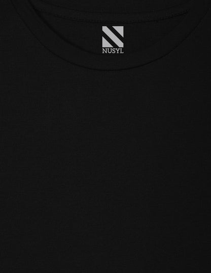 Nusyl Girls Half Sleeves Black Life's short swing high printed T-shirt