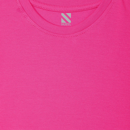 Girls Hot Pink Bio Washed Cotton Short Sleeve Solid T-shirt