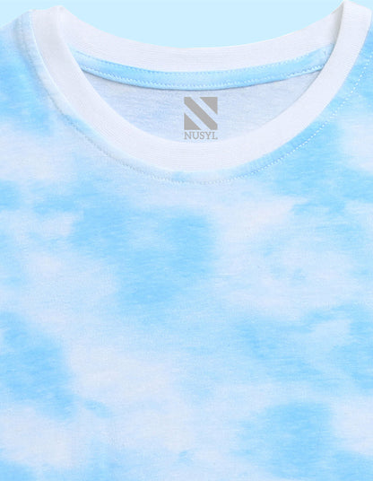 Nusyl solid cloudy blue girls tie & dye cotton rich t-shirt