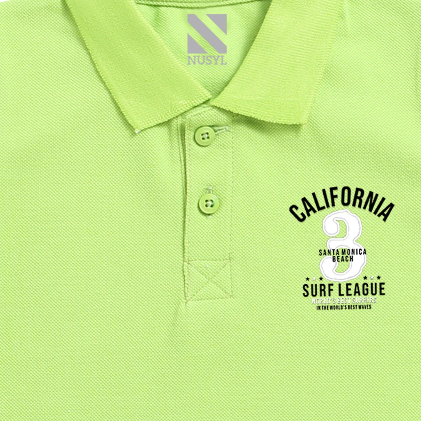Nusyl Number Three Printed Lime Green Infants Polo T-shirt
