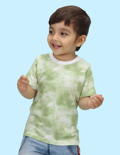Nusyl solid green infants tie & dye cotton rich t-shirt