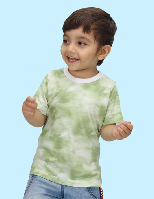 Nusyl solid green infants tie & dye cotton rich t-shirt