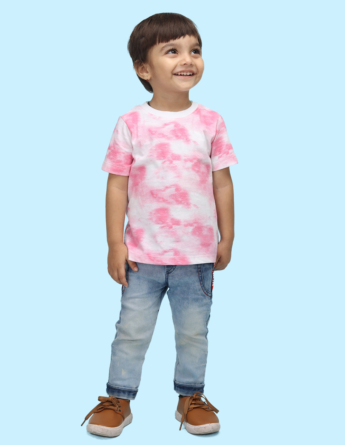 Nusyl solid pink infants tie & dye cotton rich t-shirt.