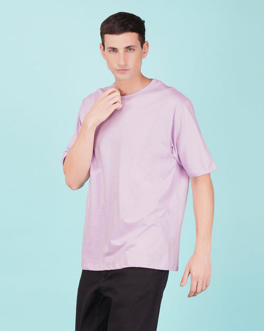 Nusyl Men Solid Lilac oversized t-shirt
