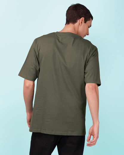 Nusyl Men Solid Olive oversized t-shirt