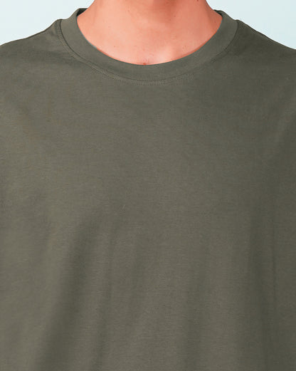 Nusyl Men Solid Olive oversized t-shirt