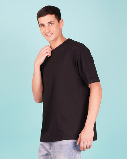 Nusyl Men Solid Black oversized t-shirt