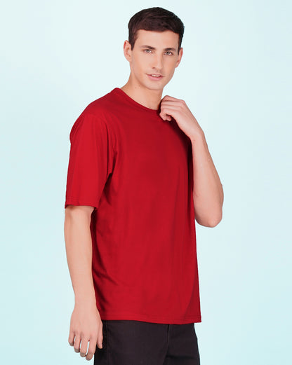 Nusyl Men Solid Red oversized t-shirt