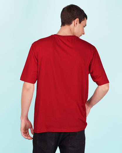 Nusyl Men Solid Red oversized t-shirt