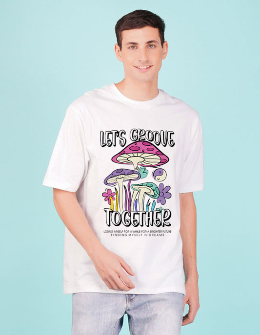 Nusyl White Let's Groove Printed oversized t-shirt