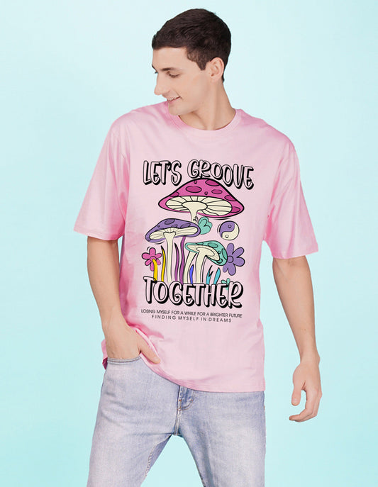 Nusyl Light Pink Let's Groove Printed oversized t-shirt