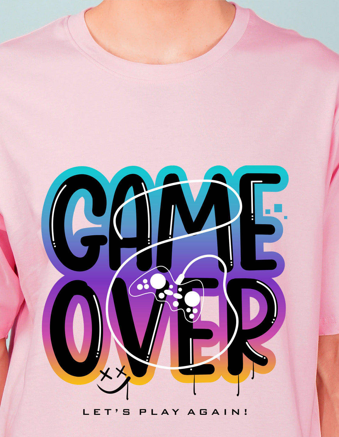 Nusyl Light Pink Game over Printed oversized t-shirt