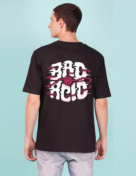 Nusyl Black Bad acid back Printed oversized t-shirt