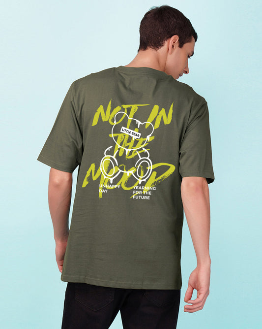 Nusyl Olive Not in the mood back Printed oversized t-shirt