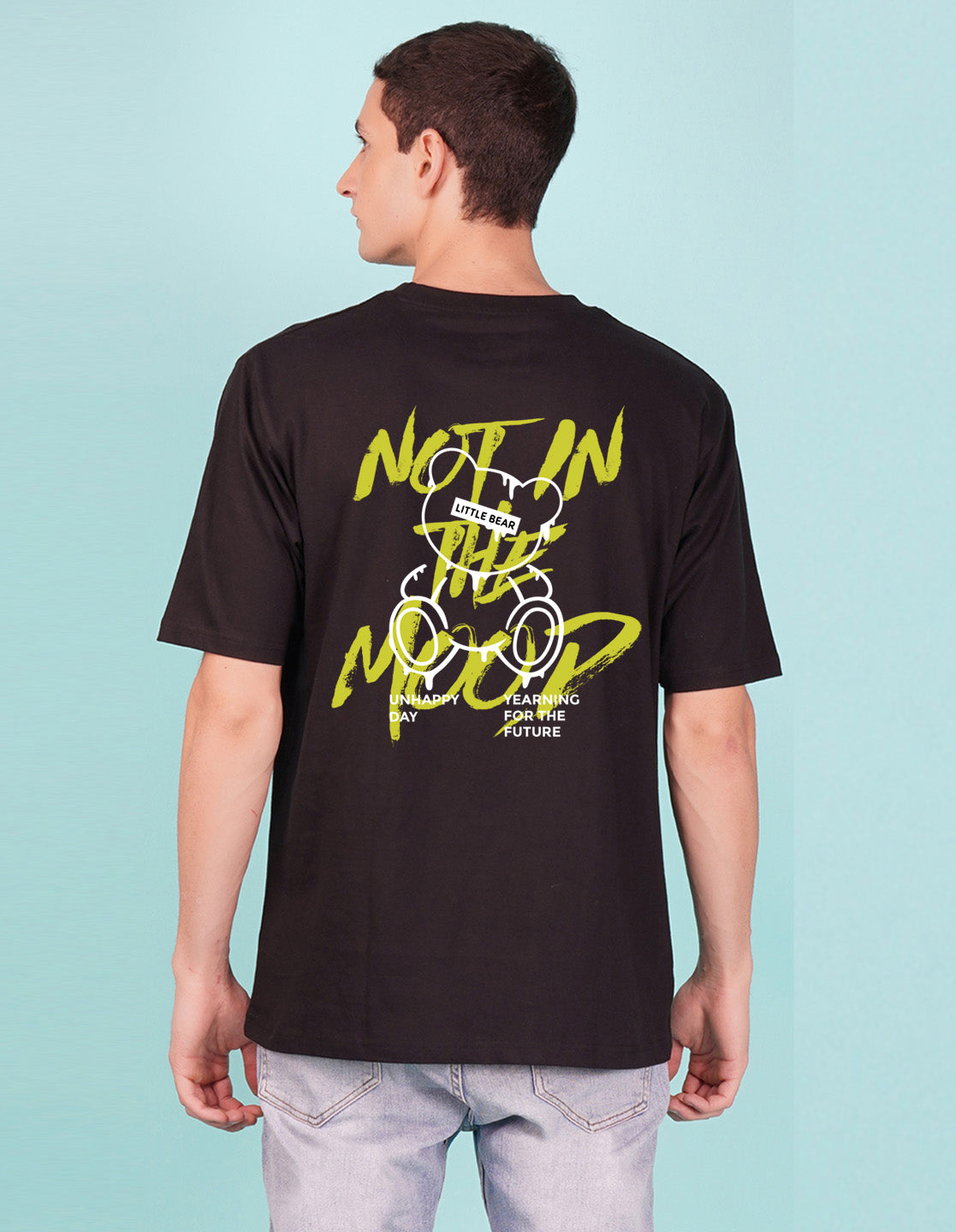 Nusyl Black Not in the mood back Printed oversized t-shirt