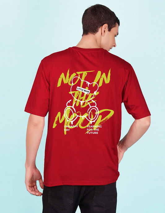 Nusyl Red Not in the mood back Printed oversized t-shirt