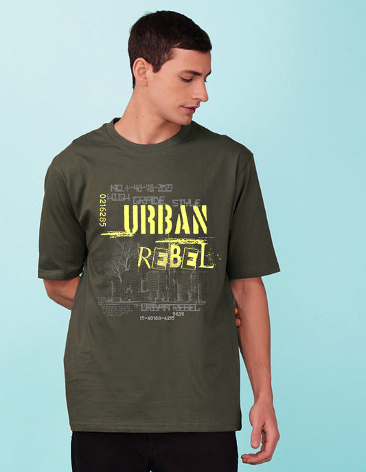 Nusyl Olive Urban rebel Printed oversized t-shirt