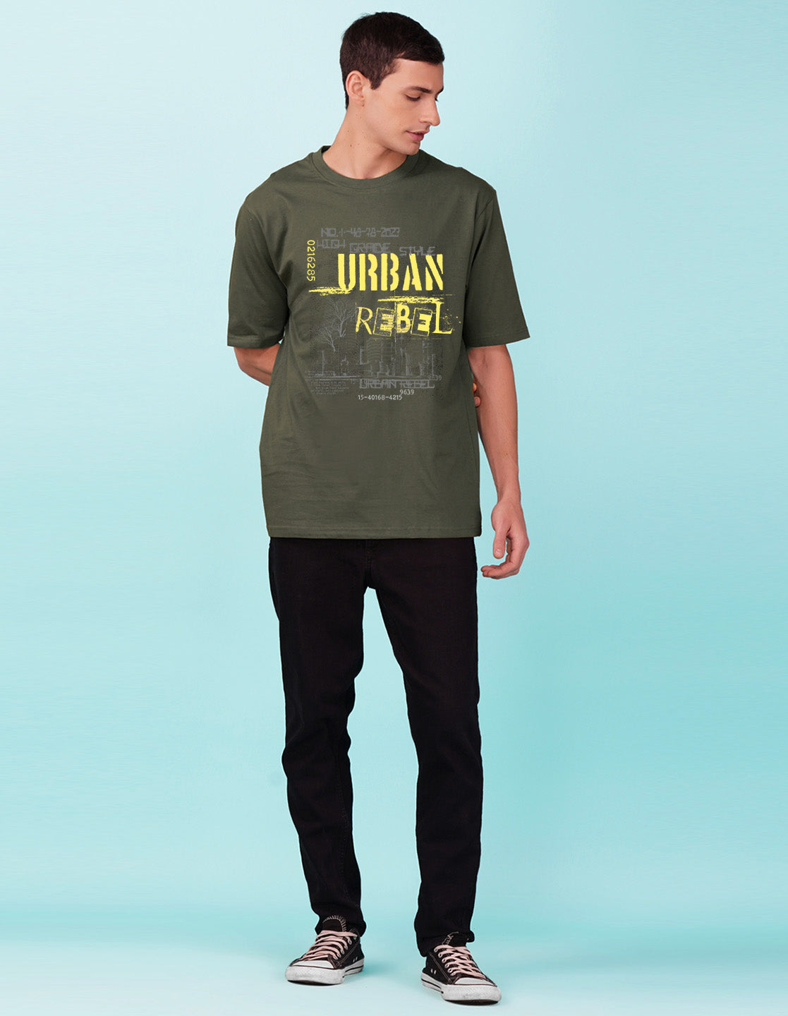 Nusyl Olive Urban rebel Printed oversized t-shirt