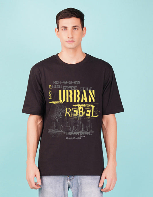 Nusyl Black Urban rebel Printed oversized t-shirt