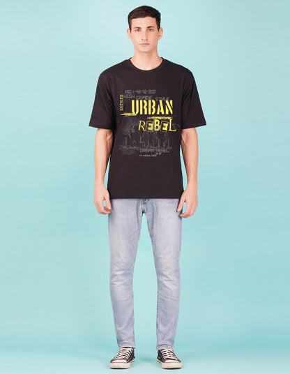 Nusyl Black Urban rebel Printed oversized t-shirt