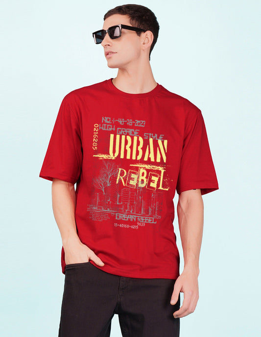 Nusyl Red Urban rebel Printed oversized t-shirt
